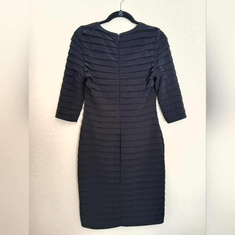 Adrianna Papell Pleated Jersey Sheath Black Size 12 - Picture 4 of 6